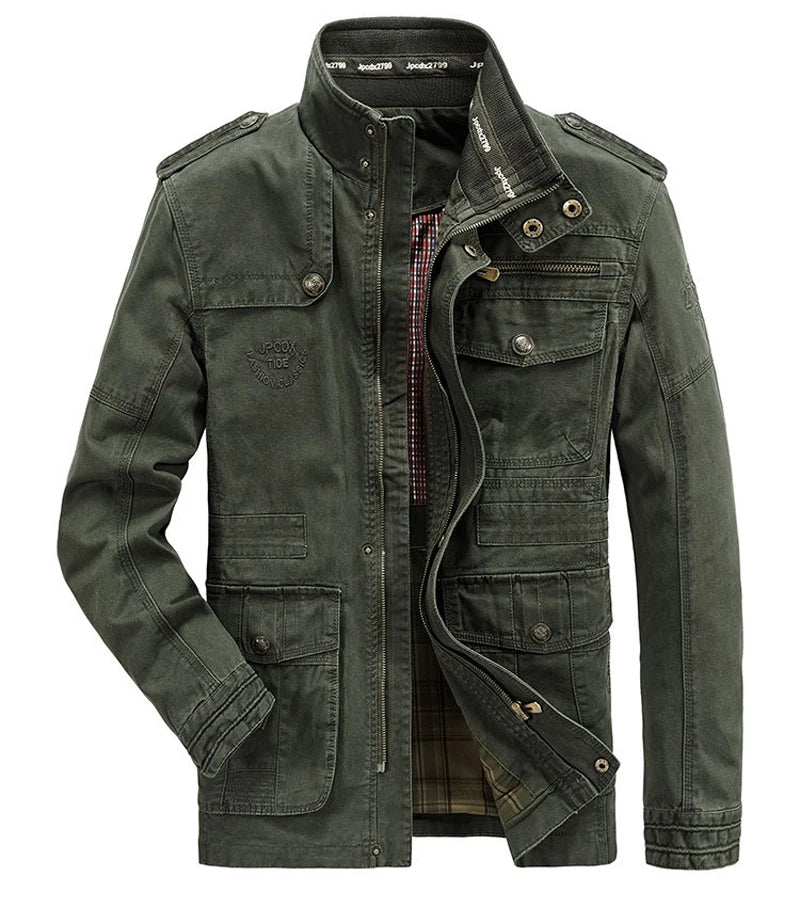 Autumn winter Jacket Men Pure Cotton Business Casual Cargo Jackets Army Military Motorcycle Bomber Coats Male Jaqueta Masculina - Image 4