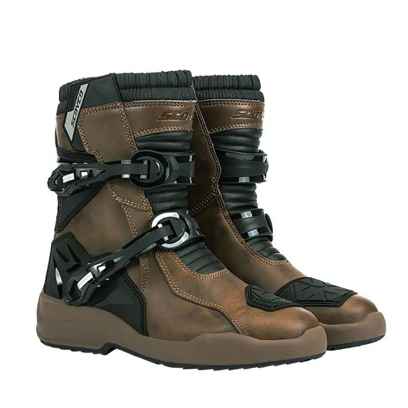 Scoyco Enduro Motorcycle Boots Man Waterproof Motorcyclist Shoes Brown Leather Motocross Boots Anti-slip Motorcycle Accessories - Image 3