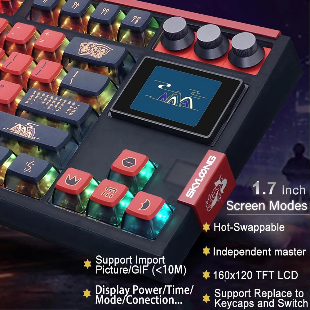 SKYLOONG GK87 Pro 3-Mode Wireless Mechanical Keyboard Full-Key Hot-Swappable 1.7inch RGB Screen Custom Low latency Game Keyboard - Image 10
