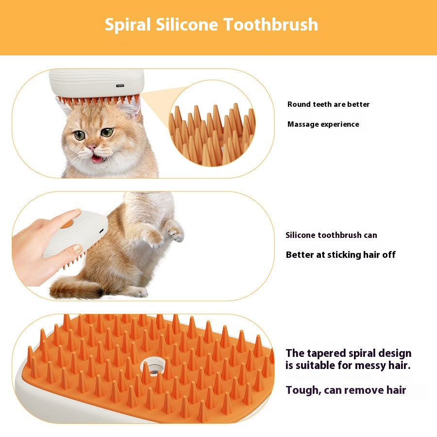 USB Rechargeable Pet Grooming Massage Comb with Steam Brush & Spray - Image 8